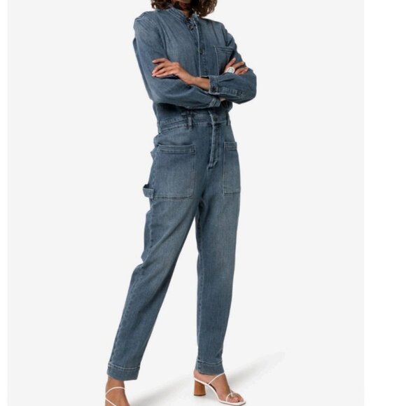 Frame Painter Denim Jumpsuit Overalls In Cove Blue Long Sleeve Size M - Picture 2 of 15